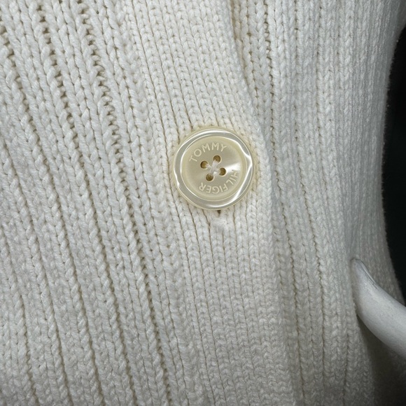 Tommy Hilfiger 90's White Blue and Red Classic Cable Knit Cardigan Size Large - Picture 5 of 14